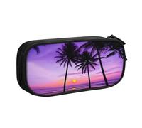 KHDKLXOHZ Simpatico astuccio con palme al tramonto, grande capacità, astuccio per cancelleria, astuccio con scomparti con cerniera, per studenti scolastici, ragazze, ragazzi, donne, uomini, Nero , 3 D