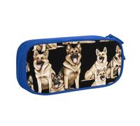 KHDKLXOHZ Simpatico astuccio con pastore tedesco, grande capacità, astuccio per cancelleria, astuccio con scomparti con cerniera, per studenti scolastici, ragazze, ragazzi, donne, uomini, Blu, 3 D