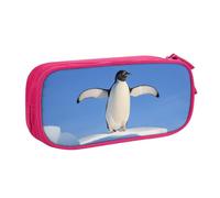 KHDKLXOHZ Simpatico astuccio con pinguino di grande capacità, astuccio per cancelleria, astuccio con scomparti con cerniera, per studenti scolastici, ragazze, ragazzi, donne, uomini, rosa, 3 D, Zaino