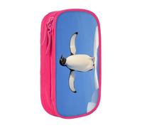 KHDKLXOHZ Simpatico astuccio con pinguino di grande capacità, astuccio per cancelleria, astuccio con scomparti con cerniera, per studenti scolastici, ragazze, ragazzi, donne, uomini, rosa, 3 D, Zaino