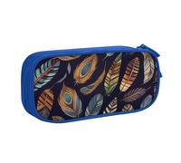 KHDKLXOHZ Simpatico astuccio con piume di pavone, grande capacità, astuccio per cancelleria, astuccio con scomparti con cerniera, per studenti scolastici, ragazze, ragazzi, donne, uomini, Blu, 3 D