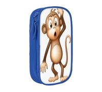 KHDKLXOHZ Simpatico astuccio con scimmia, grande capacità, astuccio per cancelleria, astuccio con scomparti con cerniera, per studenti scolastici, ragazze, ragazzi, donne, uomini, Blu, 3 D, Zaino per