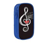 KHDKLXOHZ Simpatico astuccio con simboli musicali e amore, grande capacità, astuccio per cancelleria, astuccio con scomparti con cerniera, per studenti scolastici, ragazze, ragazzi, donne, uomini, Blu