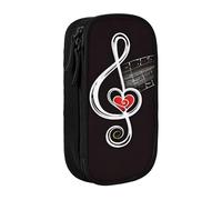 KHDKLXOHZ Simpatico astuccio con simboli musicali e amore, grande capacità, astuccio per cancelleria, astuccio con scomparti con cerniera, per studenti scolastici, ragazze, ragazzi, donne, uomini
