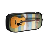 KHDKLXOHZ Simpatico astuccio per matite di grande capacità, con chitarra, astuccio per cancelleria, astuccio con scomparti con cerniera, per studenti scolastici, ragazze, ragazzi, donne, uomini, Nero