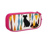 KHDKLXOHZ Simpatico astuccio per matite di grande capacità con gatto arte moderna della metà del secolo, astuccio per cancelleria, astuccio con scomparti con cerniera, per studenti scolastici, ragazze