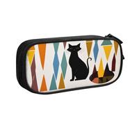 KHDKLXOHZ Simpatico astuccio per matite di grande capacità con gatto arte moderna della metà del secolo, astuccio per cancelleria, astuccio con scomparti con cerniera, per studenti scolastici, ragazze