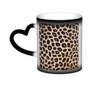 KHDKLXOHZ Tazza da caffè in ceramica con motivo leopardato che cambia il calore, 325 ml, tazza sensibile al calore, con manico a forma di cuore e motivo 3D, divertente tazza da tè e caffè, idea regalo