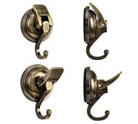 Khdrvok Gancio a forma di corona a forma di tazza, placcato in ottone anticato, con super ventosa, per finestre di vetro, cucina, bagno e bagno, confezione da 2