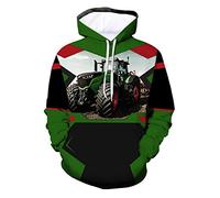 KHDSTYLK Felpa con Cappuccio 3D per Trattore agricolo Verde Felpa Casual Unisex Felpa per Studenti Adulti