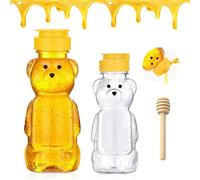 KHDULQ 2 Orso Dosatore Miele,Vasetti Miele Bomboniere Vasetti Miele Trasparente Dosatore con Coperchio Incernierato per Yogurt Contenitore per Stoccaggio e Distribuzione (250ML350ML)