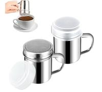 KHDULQ 2 Pezzi Spargi Zucchero a Velo,Spargi Cacao Polvere Zucchero Velo in Acciaio Inossidabile Spargizucchero Acciaio Inox Con Coperchio,Polvere Shakers Setacci per Farina Cacao Cannella