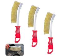 KHDULQ 3 Pezzi Spazzola Acciaio,Spazzola Metallica Sverniciatore Ferro Ottone Spazzola in Metallo con Manico Plastica Wire Brush,per Pulire Vernice Antiruggine le Scorie di Saldatura (Giallo)