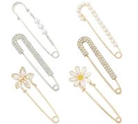 KHDULQ 6 Pezzi Spille da Balia, Perla Artificiale Spille, Spille Gioiello per Vestiti, Spilla Donna, Spilla per Vestiti, per Maglioni, Cardigan,Abbigliamento,Jeans, Decorazione (Fiori)