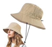 KHDULQ Cappello da Sole Uomo Donna,Cappello da Aspetto Nylon da Pioggia Impermeabile Pieghevole da Pescatore Sole Donna Uomo Pieghevole Cappelli (IT, Numero, 54, 60, Cachi)