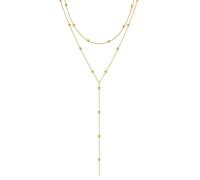 KHDULQ Collana Lunga Donna,Collana Donna Pendente a Y Placcato in Oro 14K,Collana Multistrato con Perle Cz,Gioielli Eleganti per Donne Lunghezza Regolabile con Scatola Portaoggetti (oro)