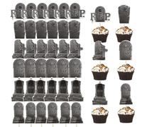 KHDULQ Cupcake Toppers,36 Pezzi Decorazioni Torta Decorazione Lapide Della Topper Plugin Tema Stuzzicadenti Torre Feste Supporto Pietra Tombale,Decorazione Lapide