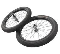 KHE BMX - Set di ruote da 20 pollici, con pneumatici MAC3, assi da 14 mm e 10 mm, 9T RHD, cerchione a doppia camera, cuscinetti industriali, premontati, Street & Park - 2,40" - Nero