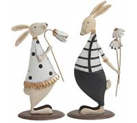 khevga Coniglietto decorativo pasquale in metallo, set da 2 (nero)