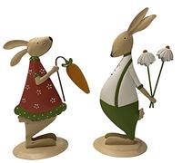 khevga Coniglietto decorativo pasquale in metallo, set da 2 pezzi, colore: verde