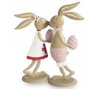 khevga Coniglietto decorativo pasquale in metallo, set da 2 pezzi (rosa)