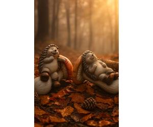 khevga Decorazione autunnale riccio con fungo, set da 2 pezzi