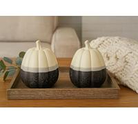 khevga Decorazione Autunno Decorazione Halloween Decorazione Zucca Nero Bianco Grigio Set di 2