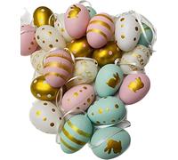 khevga Decorazione pasquale: uova di Pasqua con nastro da appendere, viola, set da 24 pezzi