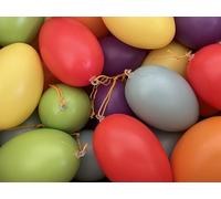 khevga Decorazione per uova di Pasqua XL, 8 cm, colorata e multicolore con nastro da appendere, set da 24 pezzi, per Pasqua, resistente alle intemperie, per interni ed esterni, perfetto come