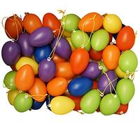 khevga Pasqua Decorativa: Uova di Pasqua in plastica con Nastro colorato. Set da 60 Pezzi per Interni ed Esterni.