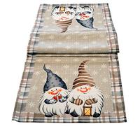 khevga Runner da tavola natalizio con gnomo natalizio, 140 x 40 cm (beige)
