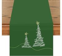 khevga - Runner da tavola natalizio, stile moderno, colore grigio, con ricamo oro e argento (verde)