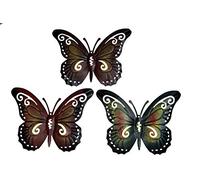 khevga - Set di 3 farfalle decorative in metallo