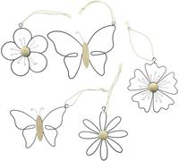 khevga Set di 5 decorazioni primaverili per finestre da appendere, in metallo e legno, per finestre, porte, balconi e salotti in stile vintage