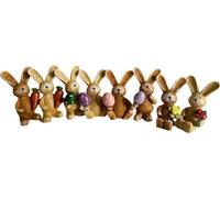 khevga Set di 8 statuette decorative pasquali in legno, 4 cm, graziosa decorazione pasquale per tavolo, davanzale, progetti fai da te e decorazioni primaverili