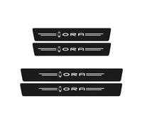 KHGFRX 4 Pezzi Auto Fibra Carbonio Battitacco Soglie, per Ora Funky Cat Soglia Anti-Graffio Scuff Impermeabile Protezione Adesivi Accessori
