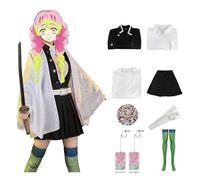 KHHK Anime Demone Kanroji Mitsuri Cosplay Costume Kimetsu Kimono Outfit Per Bambini Adulti Per Halloween Festa Di Carnevale(L, White)