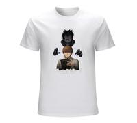 Khian SOON Death Note Ryuks Behind The Death Light Yagami Short Sleeves Men's Casual Shirt White L