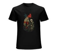 Khian SOON Hellboy Short Sleeves Men's Round Neck T-Shirt Black M