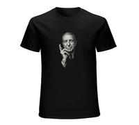 Khian SOON Leonard Cohen Short Sleeves Men's Round Neck T-Shirt Black M
