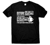 Khian SOON Men's Coffee Christmas Mens Funny Womens Mens Slogan Tee Ladies Novelty Before & After30271 T-Shirts Black 3XL