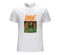 Khian SOON Men's Grave Into The Grave Swedish Death Metal Band Music Album Logo T-Shirts White M