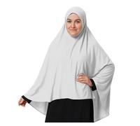 Khimar Hijab lungo da donna, morbido musulmano Ehram Ihram Overhead Pull On Top sciarpa Jilbab Abaya Burqa Preghiera Vestito per casa, ufficio, Madrassa, Umrah, Hajj, Ramadan, Eid, regalo, bianco,