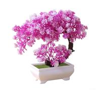 KHIronHive Bonsai artificiale in plastica realistica per mini pianta, decorazione realistica in vaso per la casa, per hotel, ufficio, caffetteria, negozio, piccola decorazione da tavolo da 19 cm, non