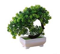 KHIronHive Bonsai artificiale in plastica realistica per mini pianta, decorazione realistica in vaso per la casa, per hotel, ufficio, caffetteria, negozio, piccola decorazione da tavolo da 19 cm, non