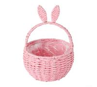 KHIronHive Cesto per fiori in corda di carta intrecciata a mano con design a orecchie di coniglio e fodera in plastica, per casa, giardino, decorazione pasquale composizione floreale, colore: crema