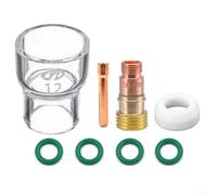 KHIronHive Kit torcia TIG 8 pezzi con lente a gas Stubby #12, tazza, pinza e O-ring per torce di saldatura WP-17/18/26, accessori per apertura da 3,2 mm per uso industriale