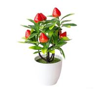 KHIronHive Pianta artificiale bonsai in vaso, albero di plastica finto per casa, camera da letto, giardino, ufficio, decorazione per feste di nozze, fogliame squisito che non sbiadisce mai, 22 x 18 cm