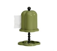KHIronHive Scatola per fazzoletti vintage con doppio strato, dispenser in plastica ABS retrò per soggiorno, grande organizer aperto per tovaglioli e, bianco crema (verde)