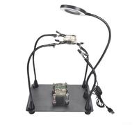 KHIronHive Stazione di saldatura con lente d'ingrandimento 3X, luce LED regolabile, supporto mani di aiuto a 5 bracci per riparazione PCB, saldatura, banco da lavoro della scheda madre, alimentazione
